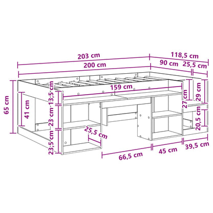 Telaio del letto con storage Rovere Sonoma 90 x 200 cm | homemem39