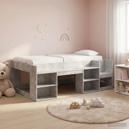 Telaio del letto con storage Grigio Cemento 90 x 200 cm | homemem39