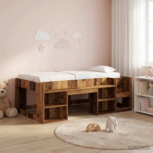 Telaio del letto con storage Legno antico 90 x 200 cm