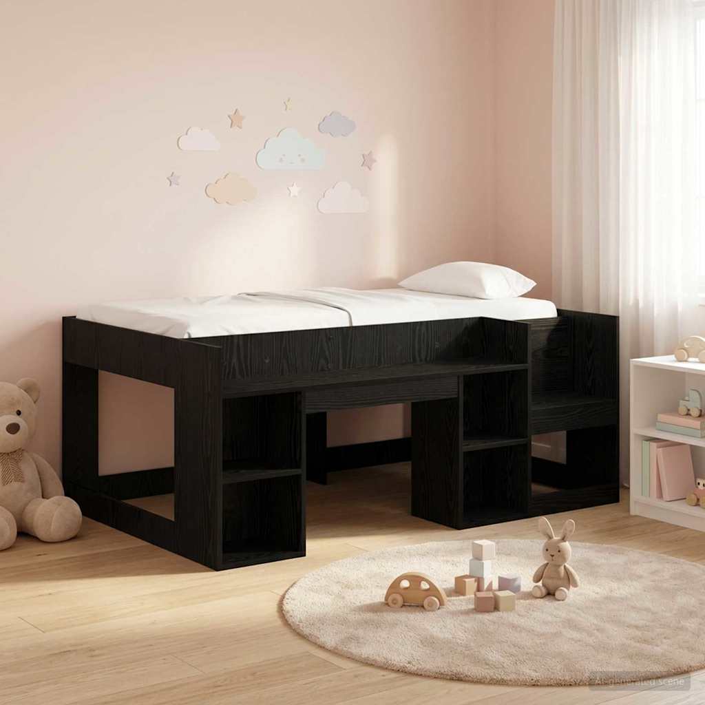 Telaio del letto con storage Rovere Nero 80 x 160 cm | homemem39