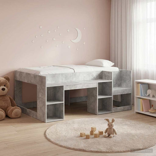 Telaio del letto con storage Grigio Cemento 80 x 160 cm | homemem39