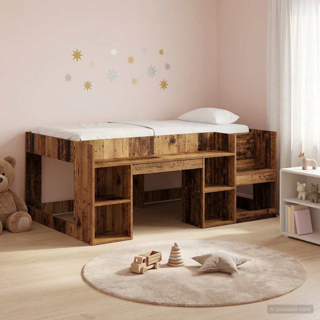 Telaio del letto con storage Legno antico 80 x 160 cm | homemem39