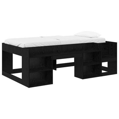 Telaio del letto con storage Rovere Nero 90 x 190 cm | homemem39