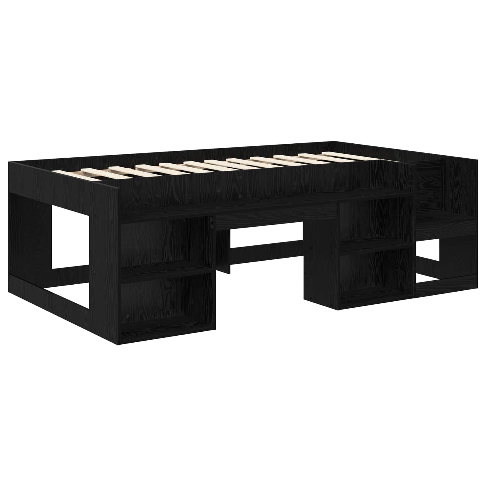 Telaio del letto con storage Rovere Nero 90 x 190 cm | homemem39