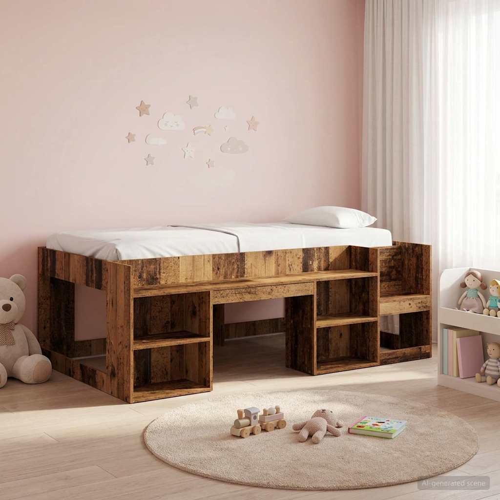 Telaio del letto con storage Legno antico 90 x 190 cm | homemem39