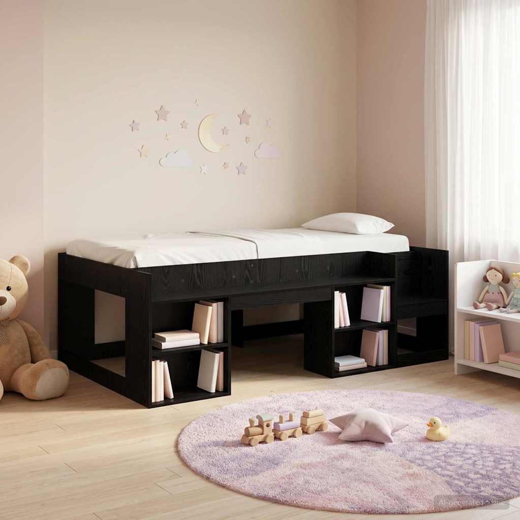Telaio del letto con storage Rovere Nero 75 x 190 cm | homemem39