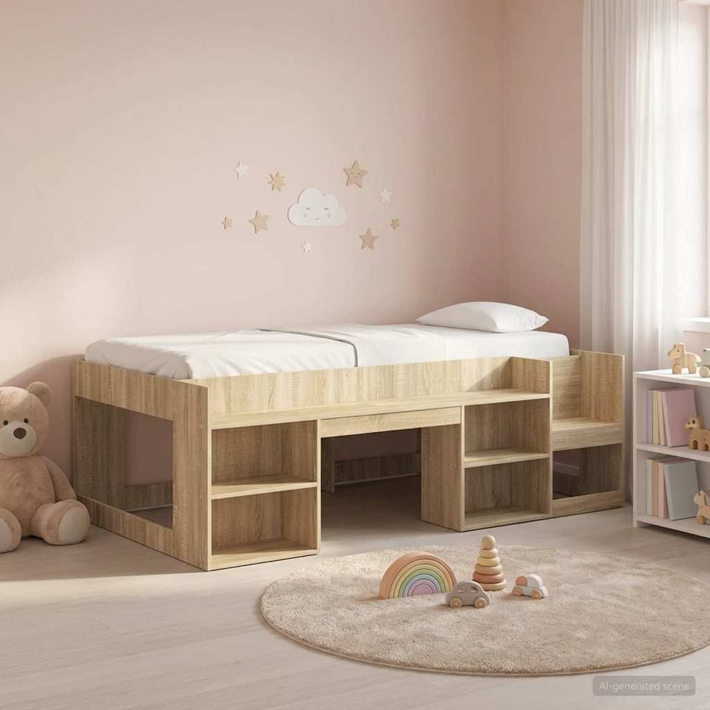 Telaio del letto con storage Rovere Sonoma 75 x 190 cm | homemem39