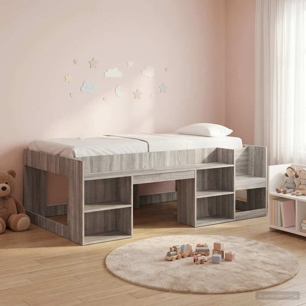 Telaio del letto con storage Sonoma grigio 75 x 190 cm | homemem39