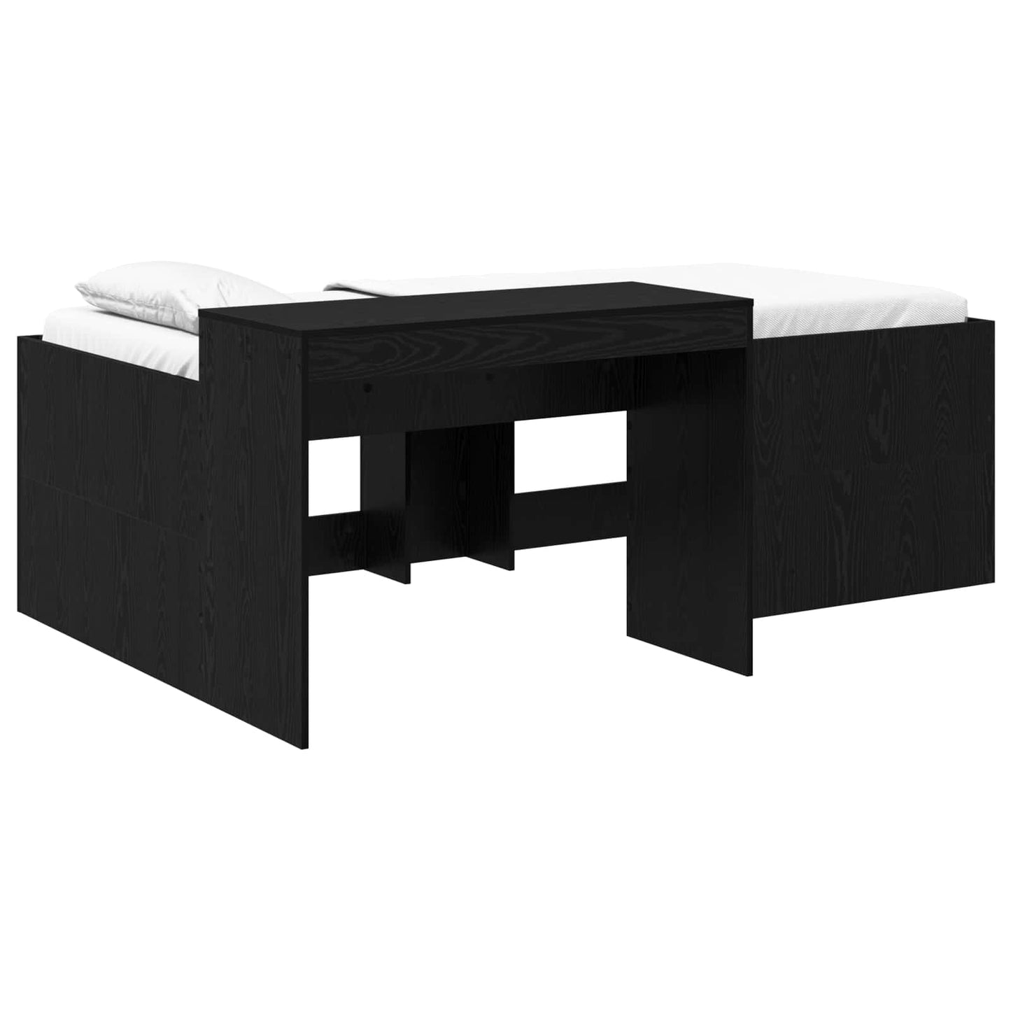 Letto alto per bambini con scrivania Nero 80 x 200 cm | homemem39