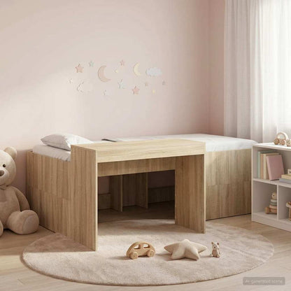 Letto alto per bambini con scrivania Rovere Sonoma 80 x 200 cm | homemem39