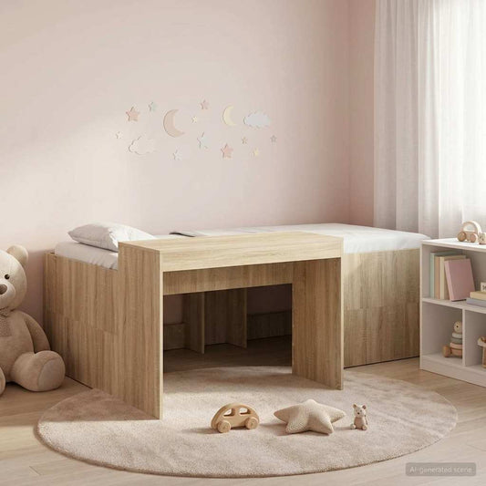 Letto alto per bambini con scrivania Rovere Sonoma 80 x 200 cm | homemem39