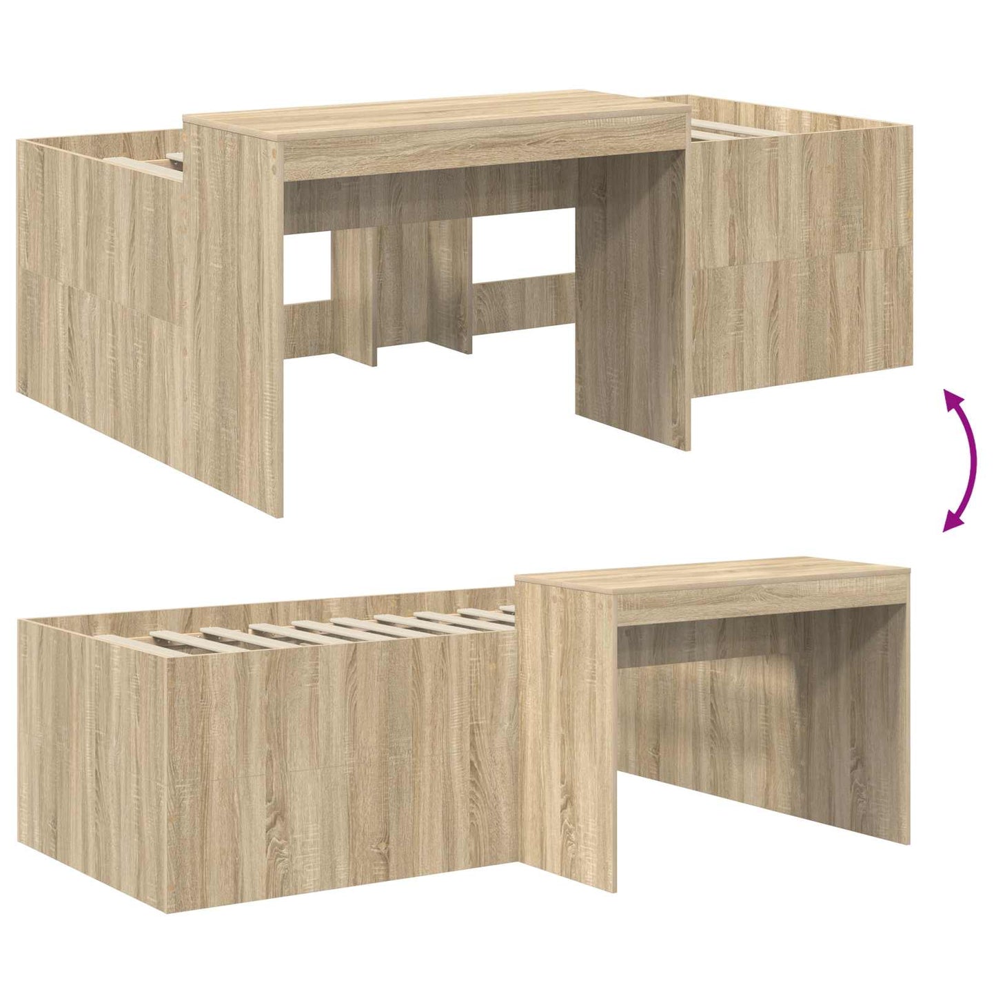 Letto alto per bambini con scrivania Rovere Sonoma 80 x 200 cm | homemem39