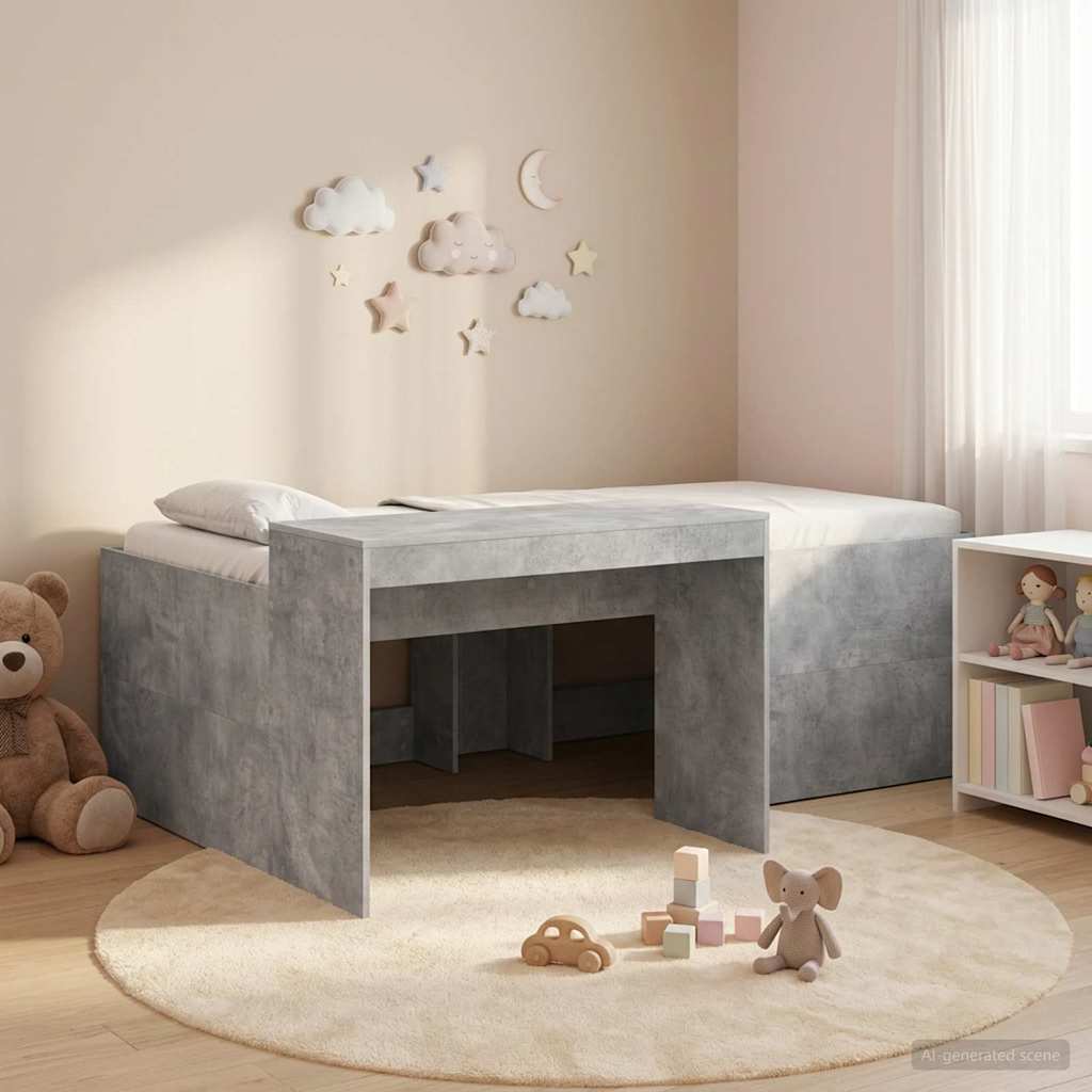 Letto alto per bambini con scrivania Grigio Cemento 80 x 200 cm | homemem39
