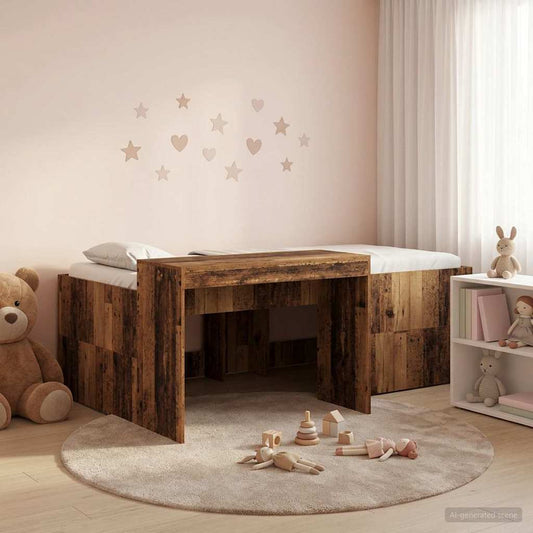 Letto alto per bambini con scrivania Legno antico 80 x 200 cm | homemem39