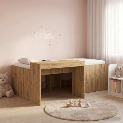 Letto alto per bambini con scrivania Rovere Artigianale