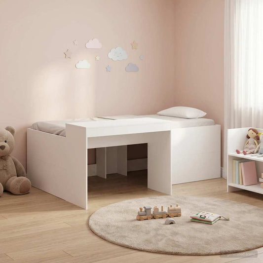 Letto alto per bambini con scrivania Bianco 90 x 200 cm