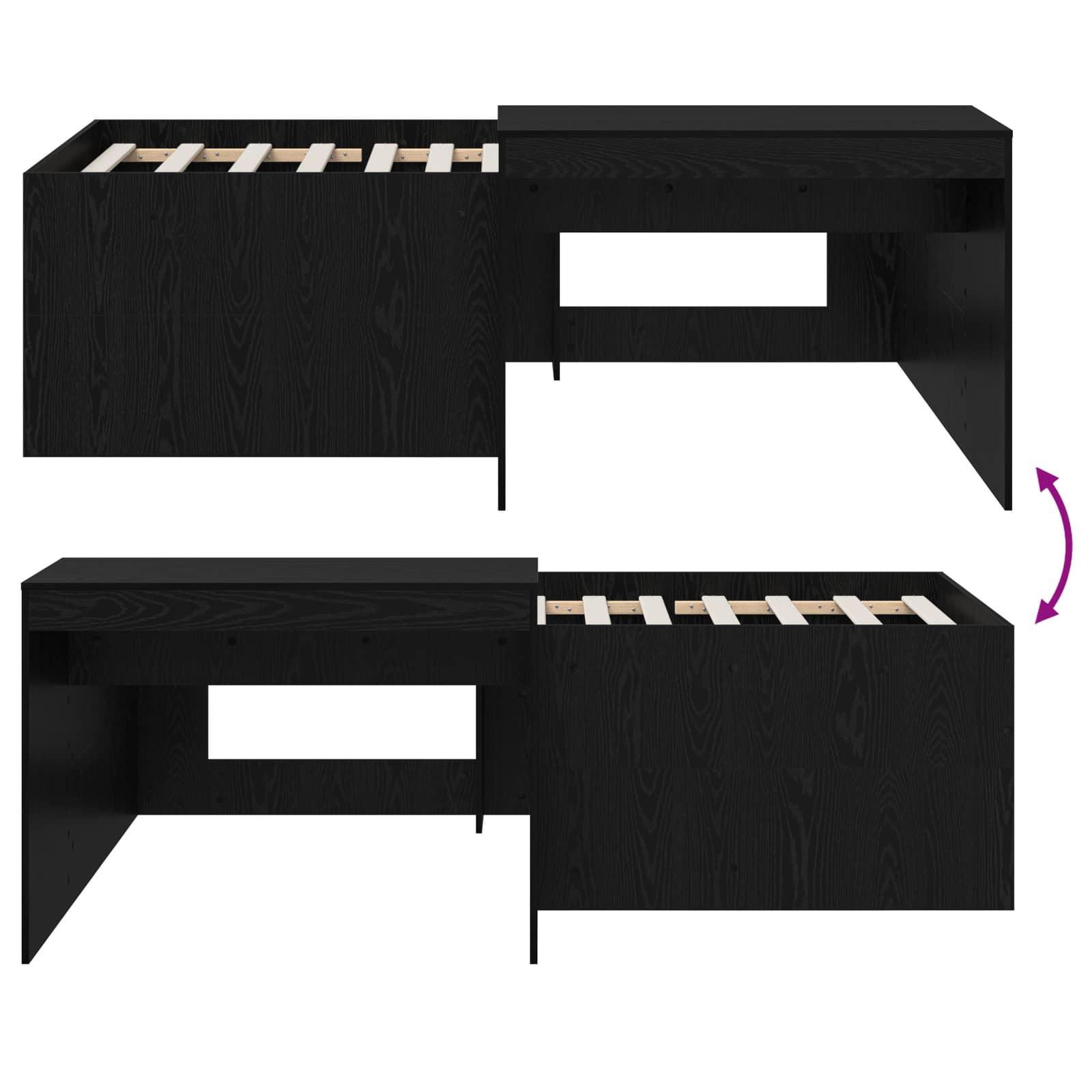 Letto alto per bambini con scrivania Nero 90 x 200 cm | homemem39