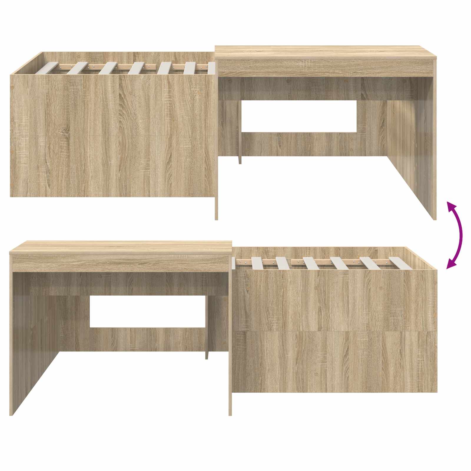 Letto alto per bambini con scrivania Rovere Sonoma 90 x 200 cm | homemem39
