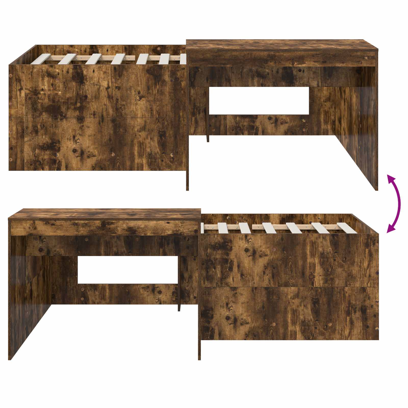 Letto alto per bambini con scrivania Rovere Fumo 90 x 200 cm | homemem39