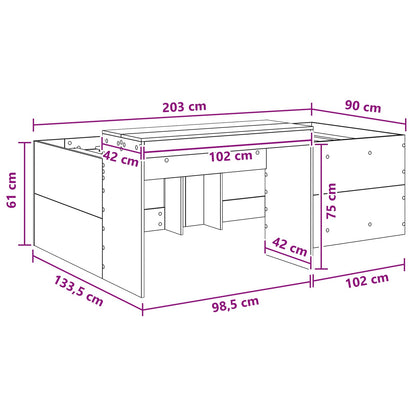 Letto alto per bambini con scrivania Rovere Fumo 90 x 200 cm | homemem39