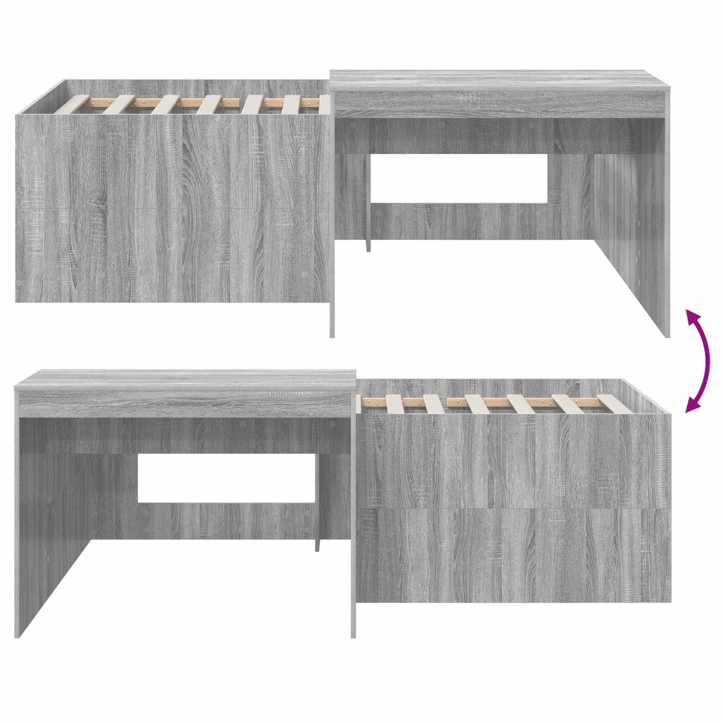 Letto alto per bambini con scrivania Sonoma grigio 90 x 200 cm | homemem39