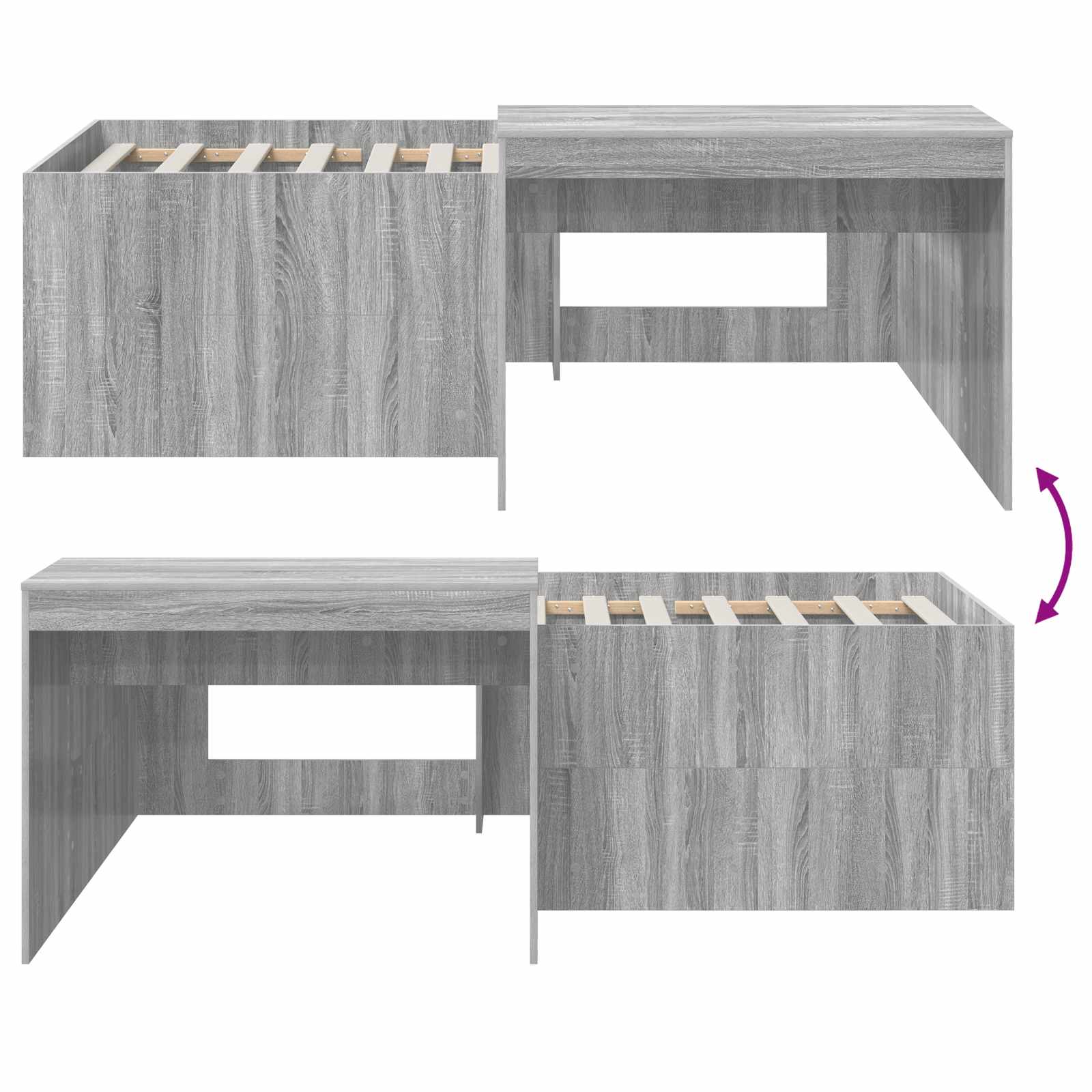 Letto alto per bambini con scrivania Sonoma grigio 90 x 200 cm | homemem39