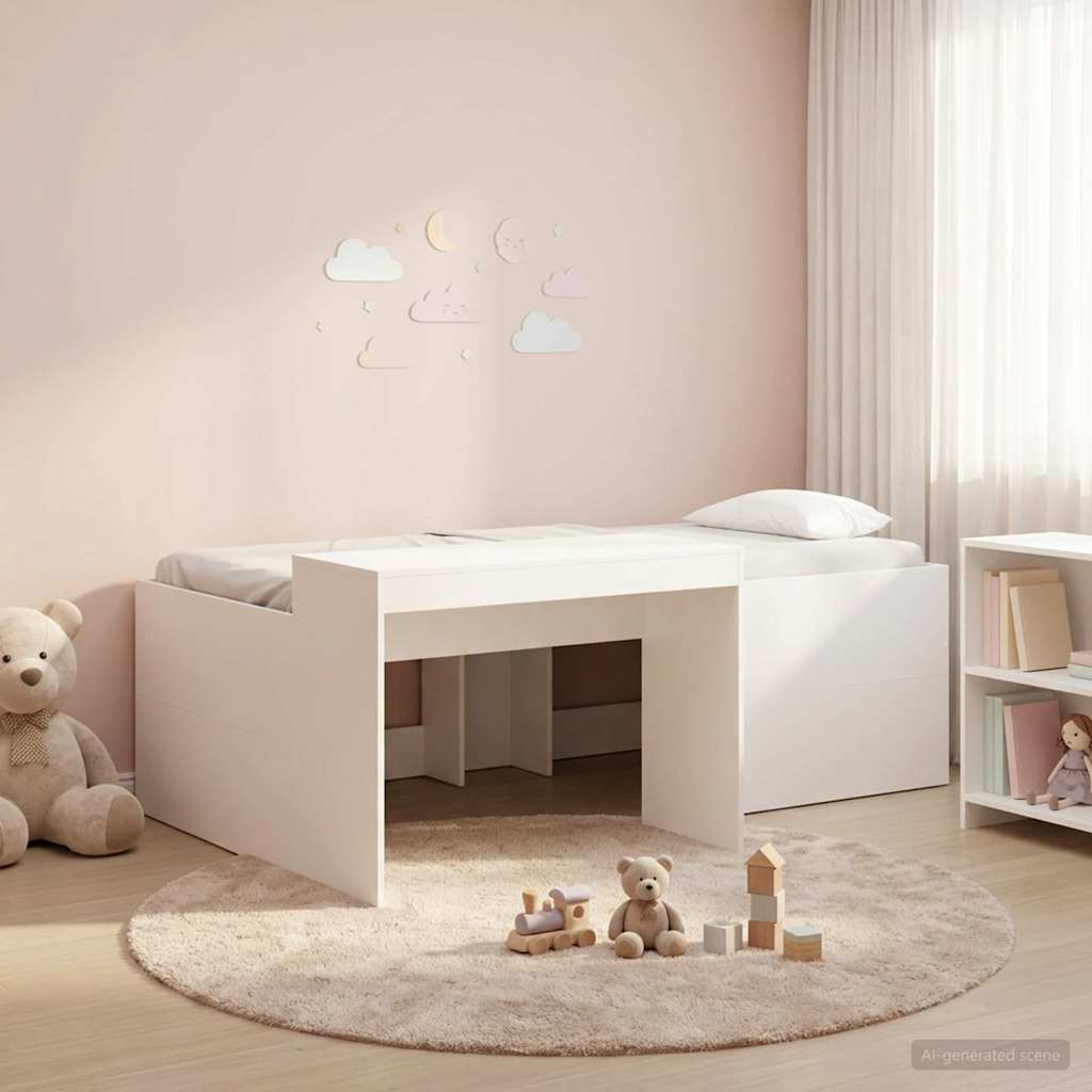 Letto alto per bambini con scrivania Bianco 98.5 x 200 cm | homemem39
