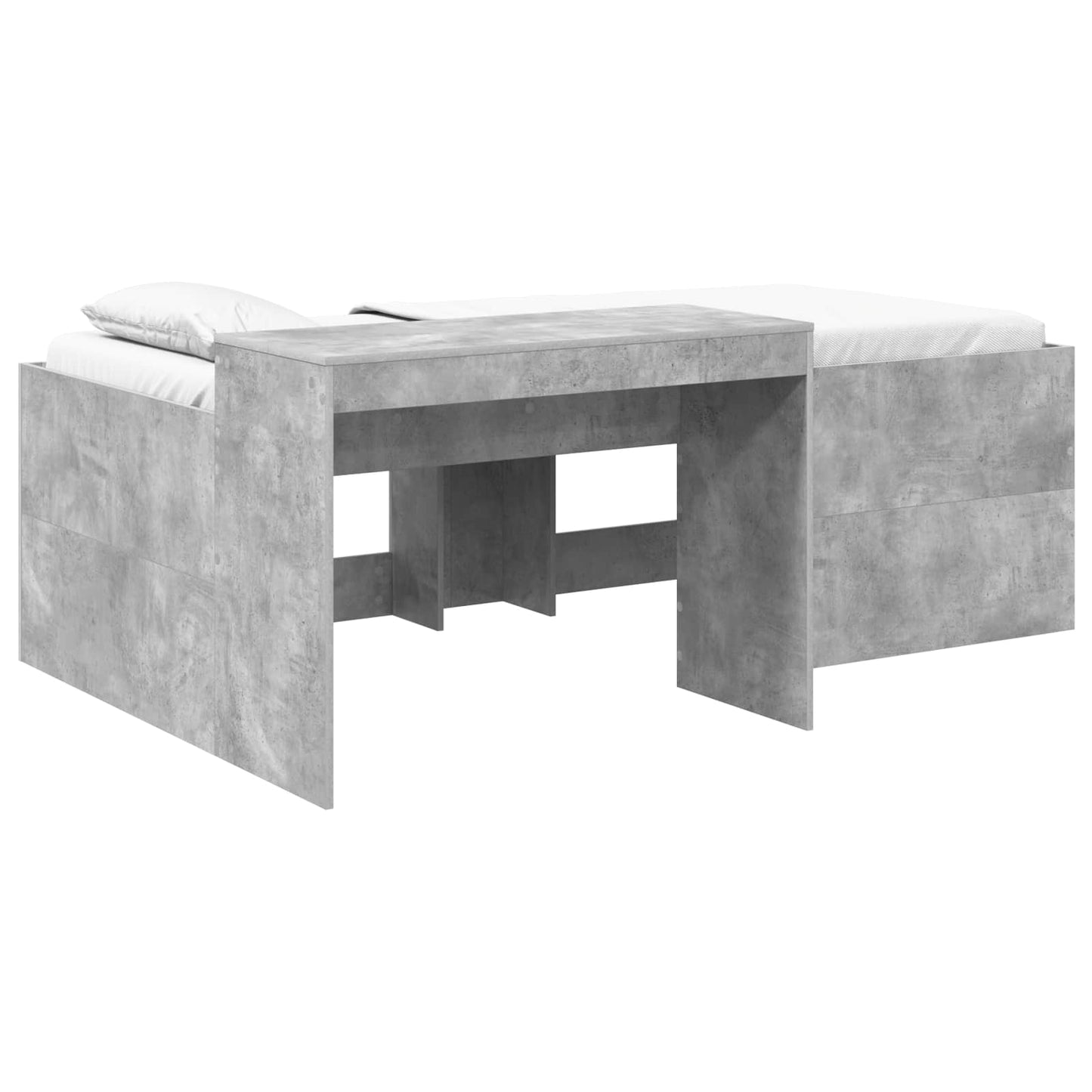 Letto alto per bambini con scrivania Grigio Cemento | homemem39