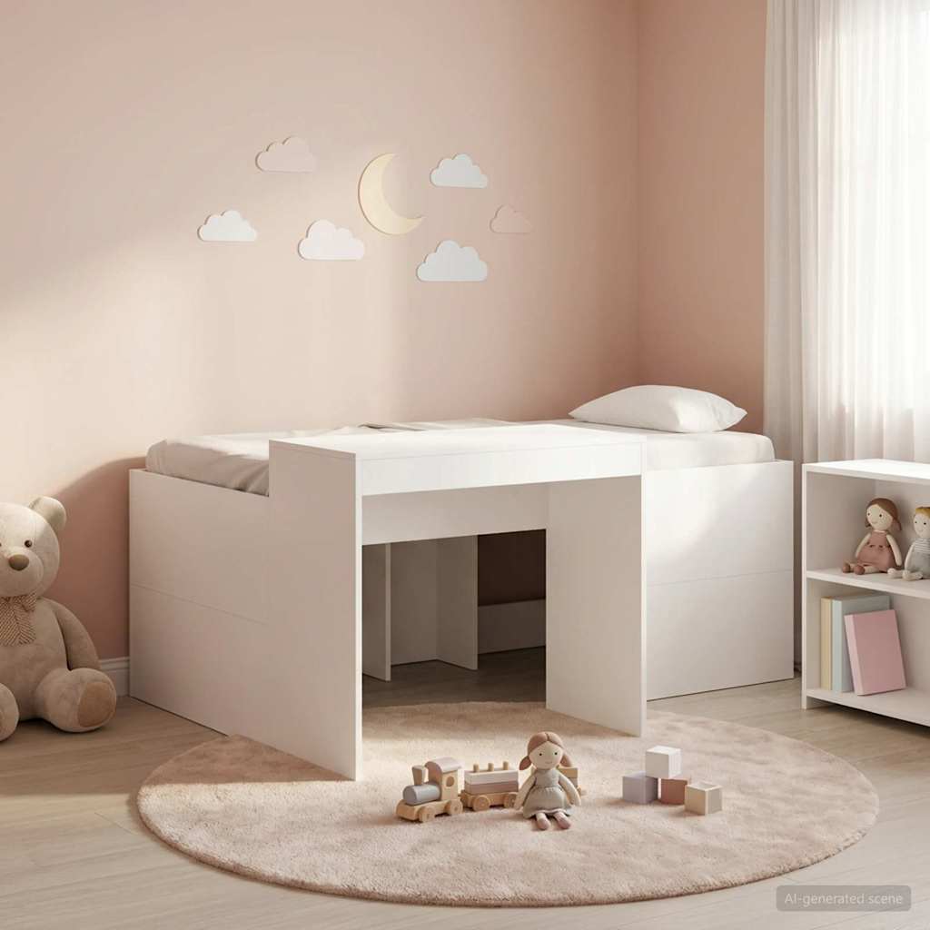 Letto alto per bambini con scrivania Bianco 80 x 160 cm | homemem39