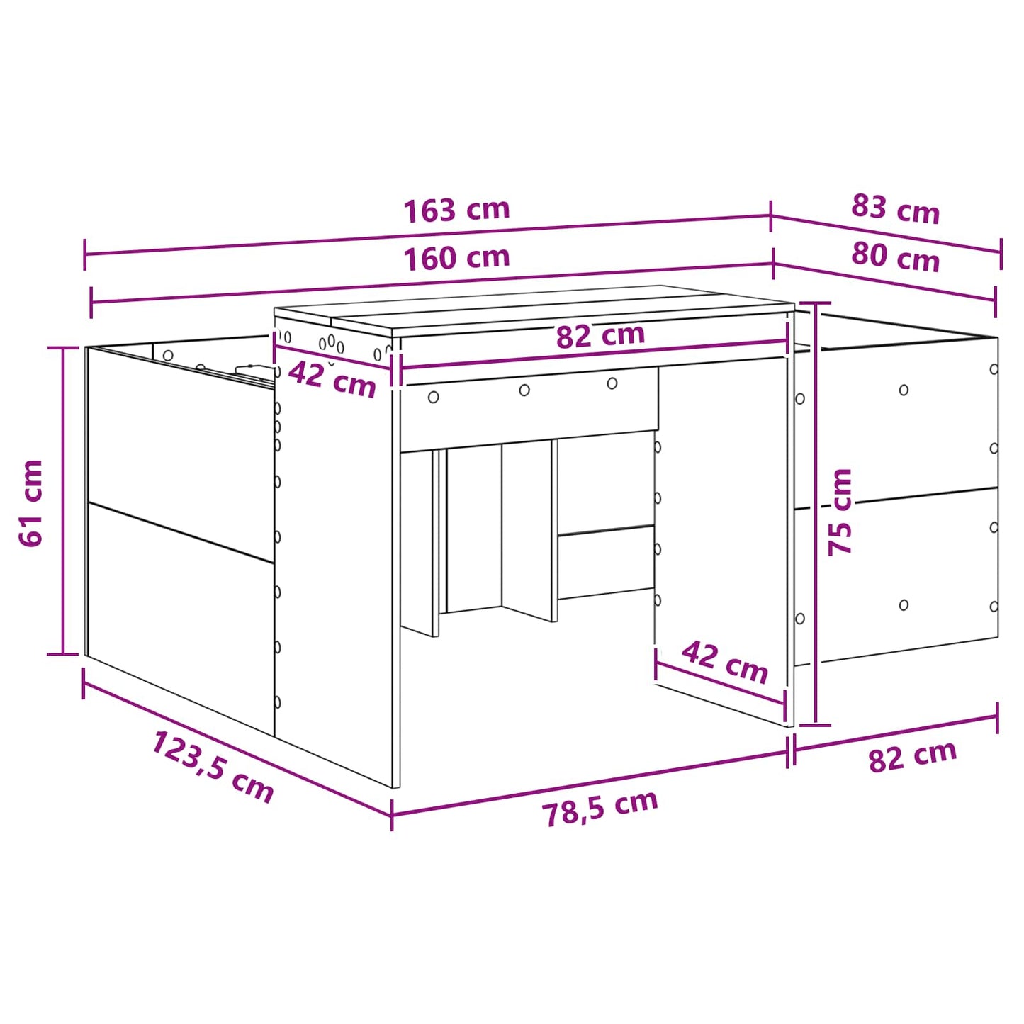Letto alto per bambini con scrivania Bianco 80 x 160 cm | homemem39