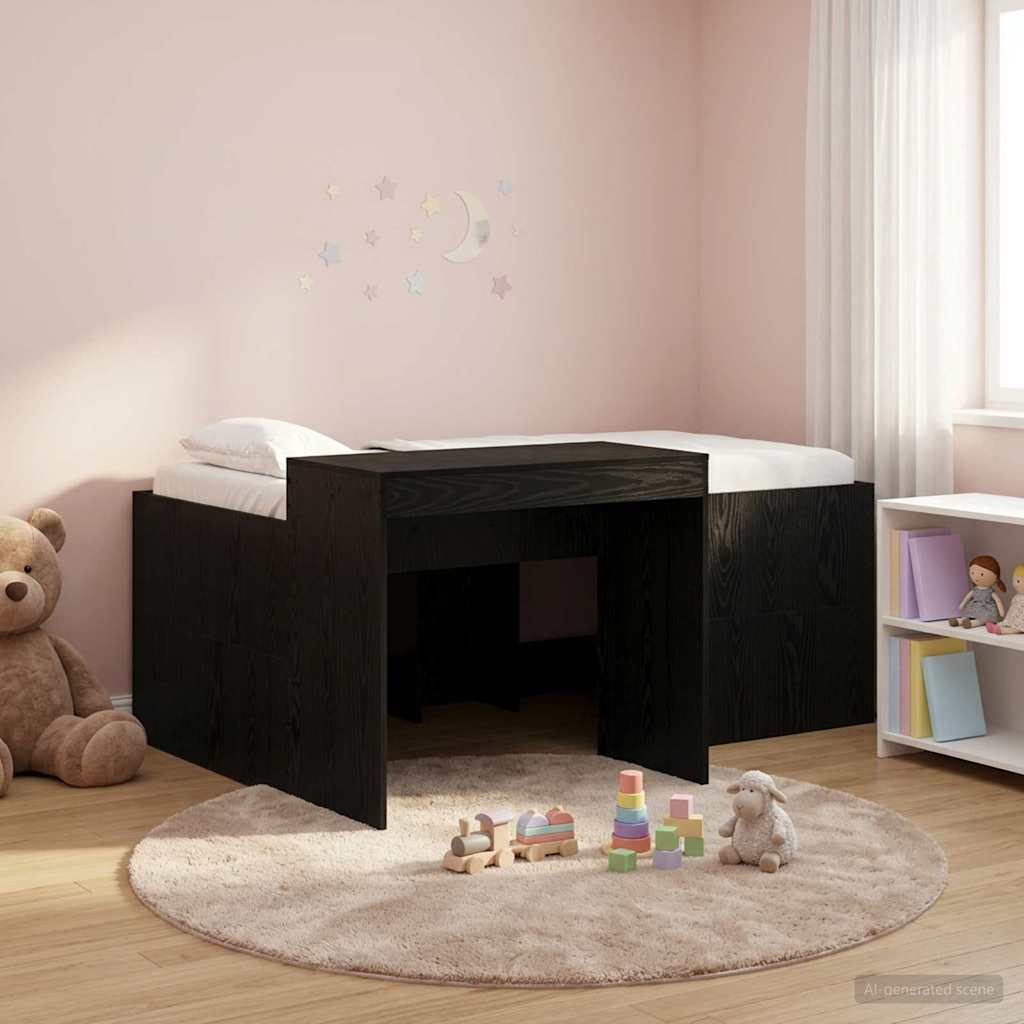 Letto alto per bambini con scrivania Nero 80 x 160 cm | homemem39