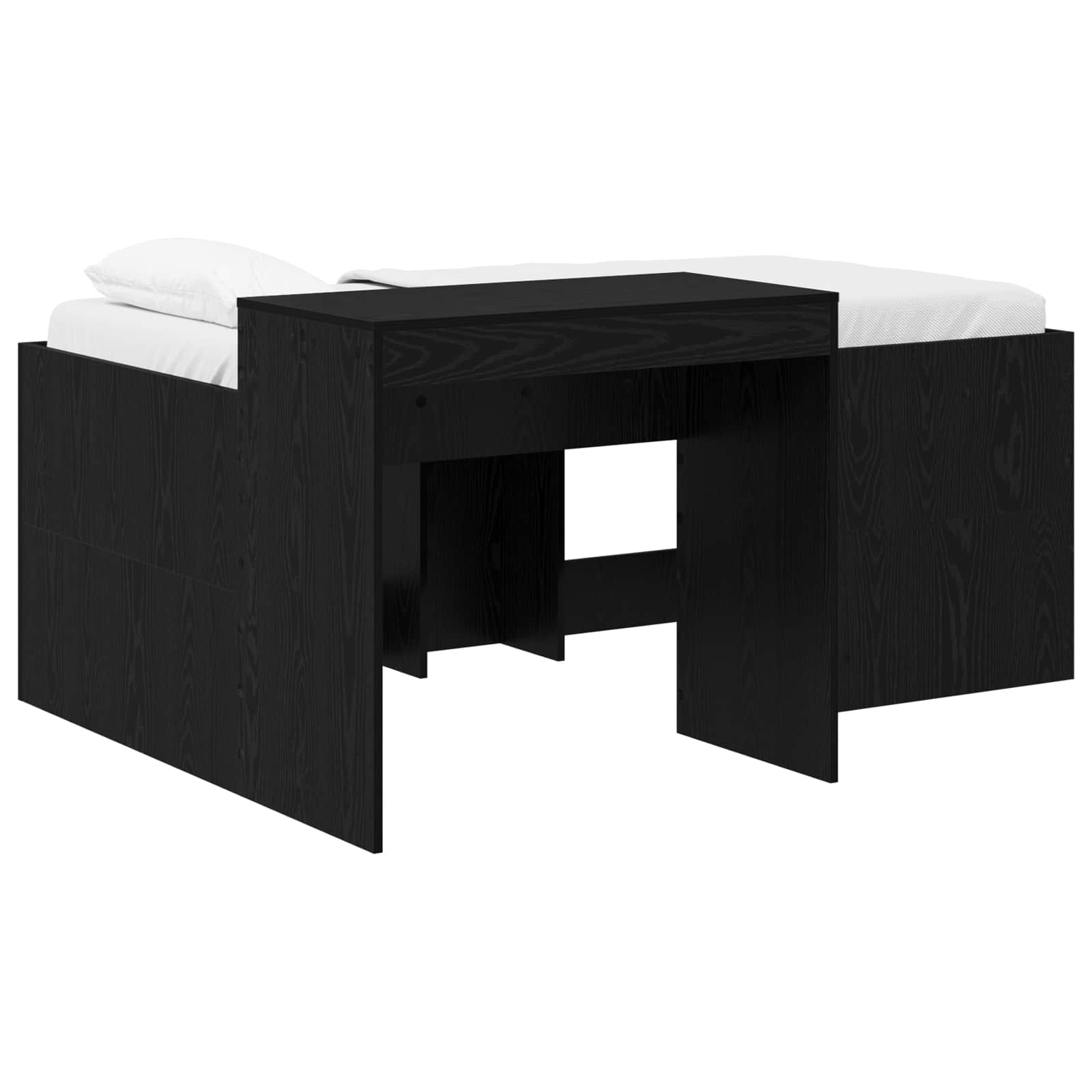 Letto alto per bambini con scrivania Nero 80 x 160 cm | homemem39