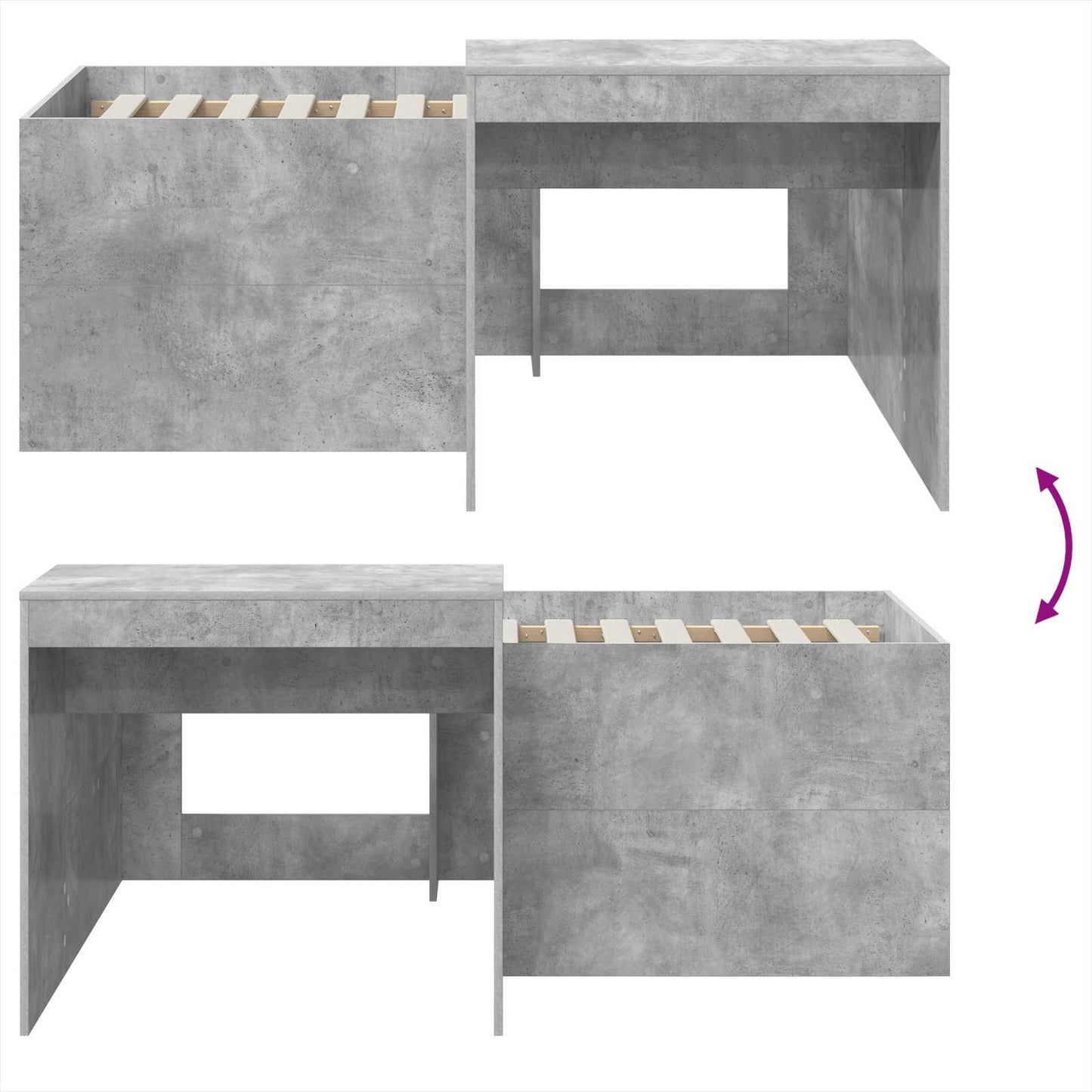 Letto alto per bambini con scrivania Grigio Cemento 80 x 160 cm | homemem39