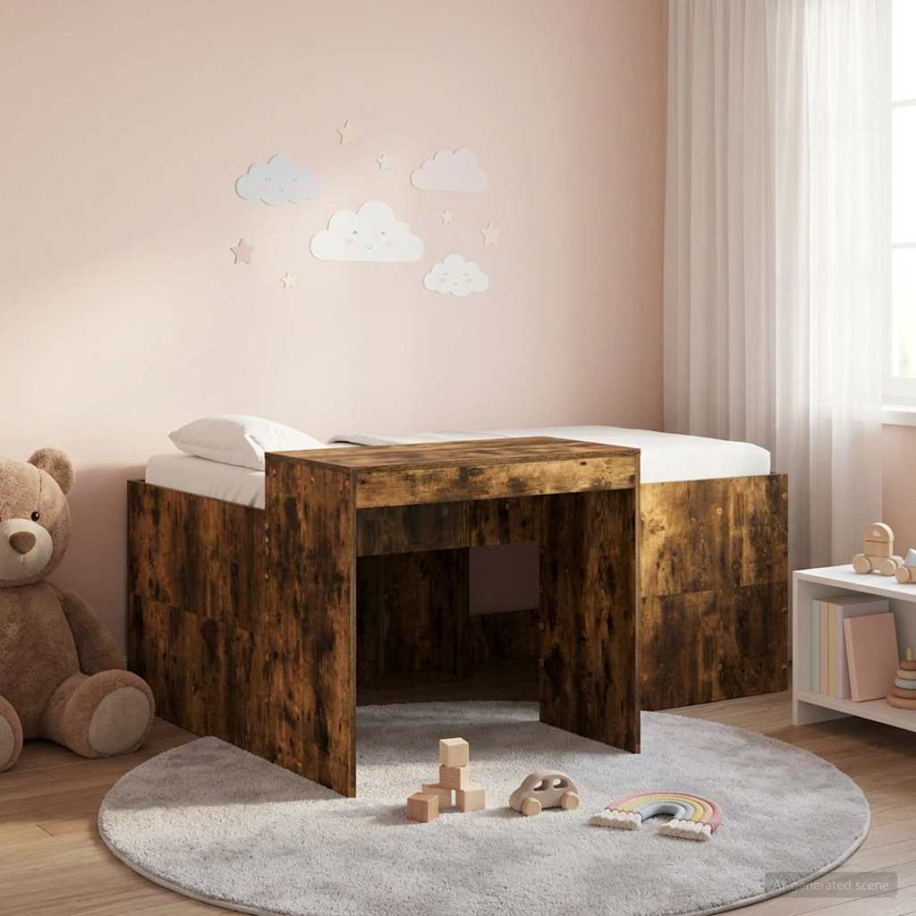 Letto alto per bambini con scrivania Rovere Fumo 80 x 160 cm | homemem39