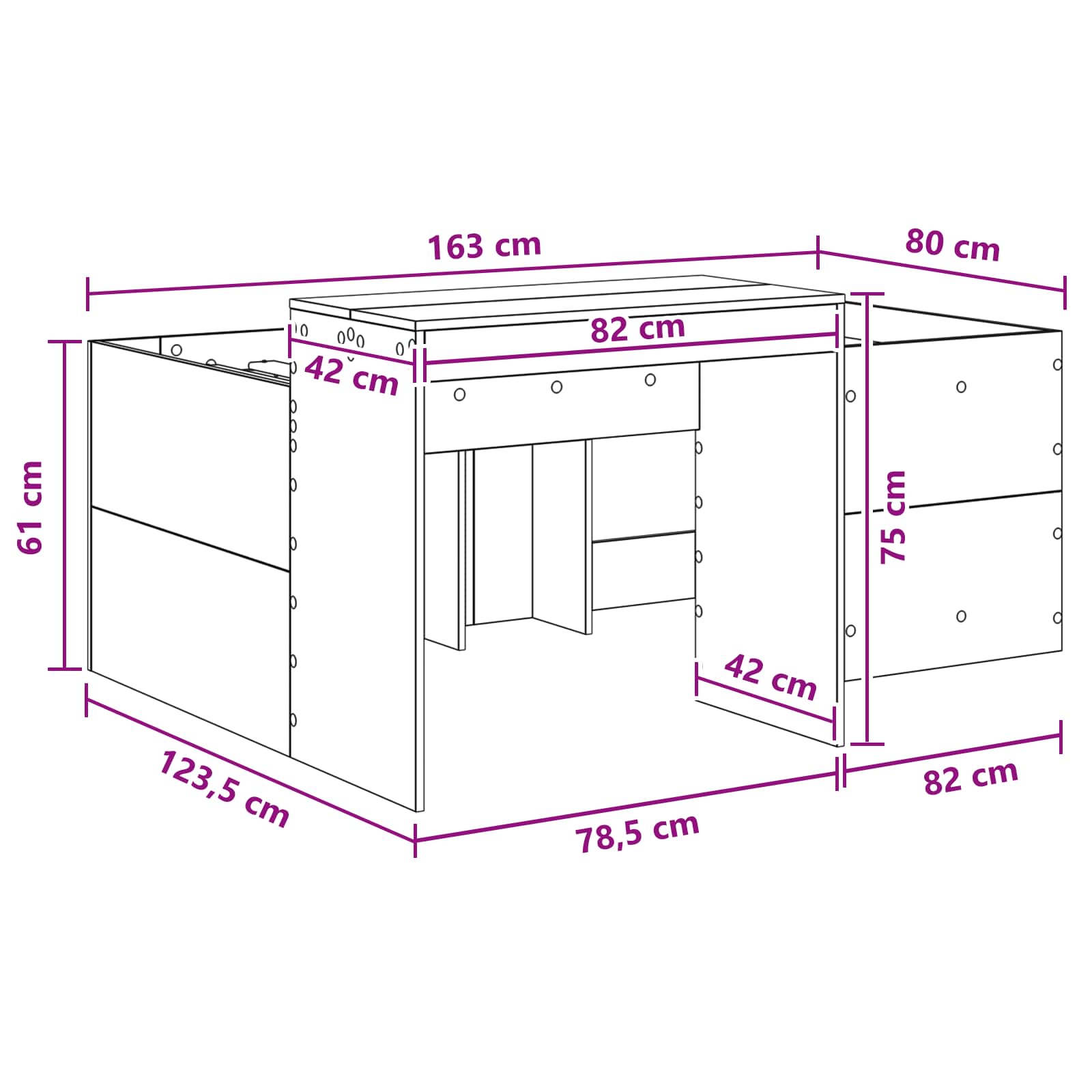 Letto alto per bambini con scrivania Rovere Fumo 80 x 160 cm | homemem39