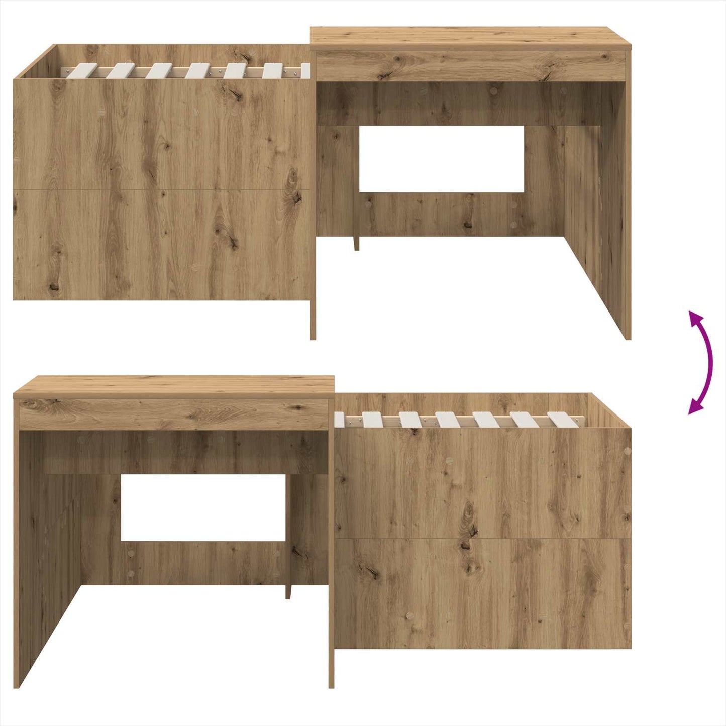 Letto alto per bambini con scrivania Rovere Artigianale | homemem39