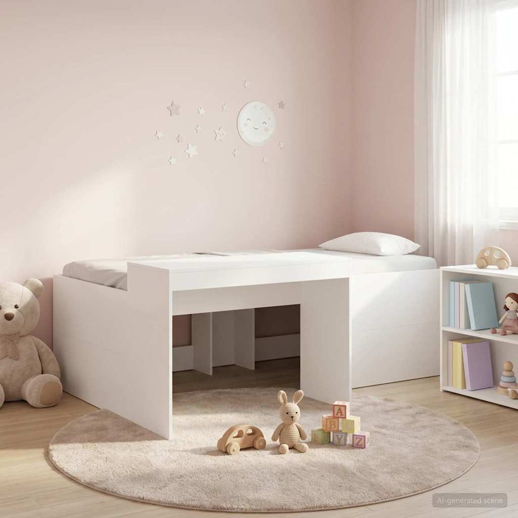 Letto alto per bambini con scrivania Bianco | homemem39