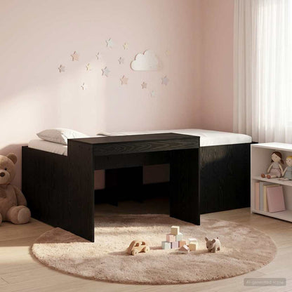 Letto alto per bambini con scrivania Nero Legno ingegnerizzato | homemem39