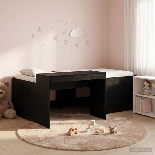 Letto alto per bambini con scrivania Nero Legno ingegnerizzato | homemem39