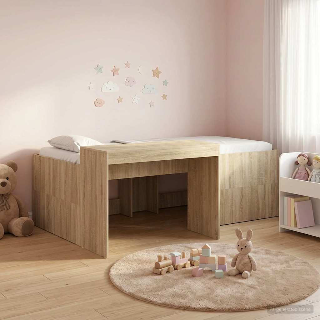 Letto alto per bambini con scrivania Rovere Sonoma | homemem39