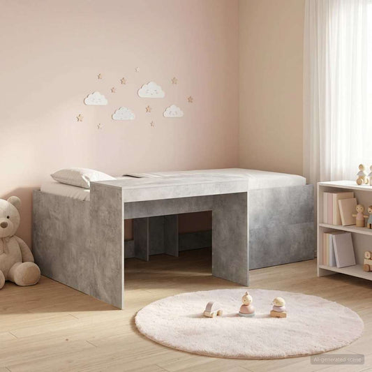 Letto alto per bambini con scrivania Grigio Cemento | homemem39