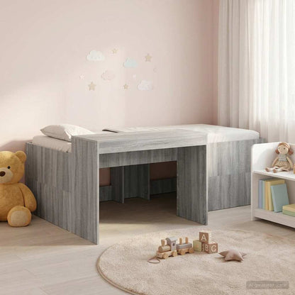 Letto alto per bambini con scrivania Sonoma grigio | homemem39