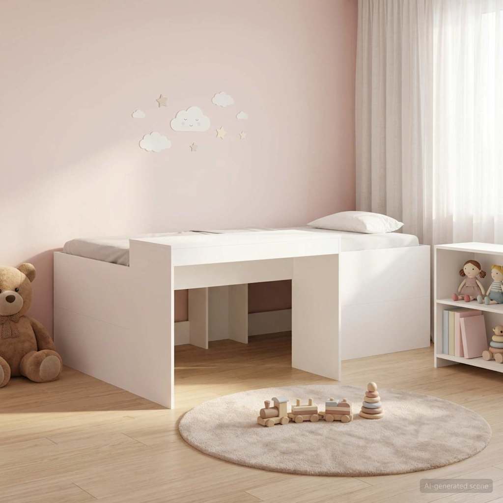 Letto alto per bambini con scrivania Bianco 75 x 190 cm | homemem39