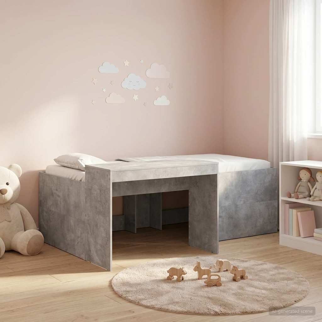 Letto alto per bambini con scrivania Grigio Cemento 75 x 190 cm | homemem39