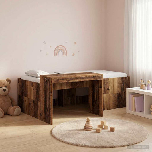 Letto alto per bambini con scrivania Legno antico 75 x 190 cm | homemem39