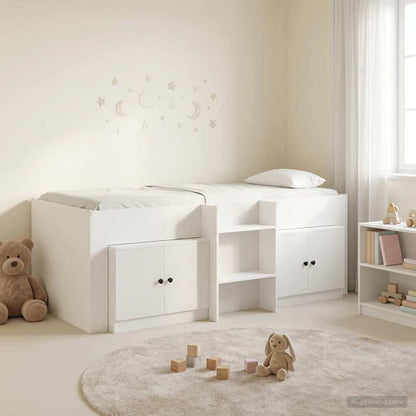 Struttura Letto Loft con Mobile 3 pz Bianco Legno multistrato | homemem39