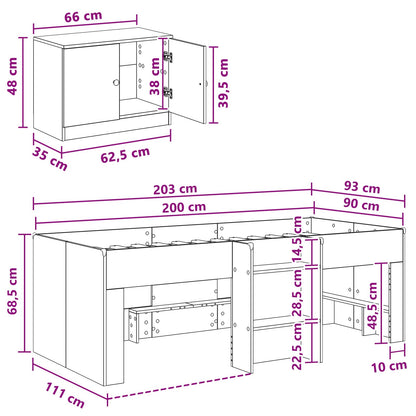 Struttura Letto Loft con Mobile 3 pz Bianco Legno multistrato | homemem39