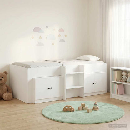 Struttura Letto Loft con Armadietto con porta 3 pz Bianco