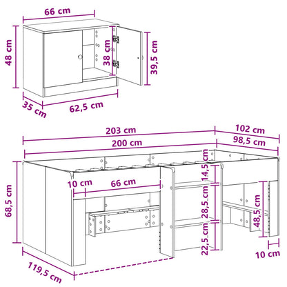 Struttura Letto Loft con Armadietto con porta 3 pz Bianco