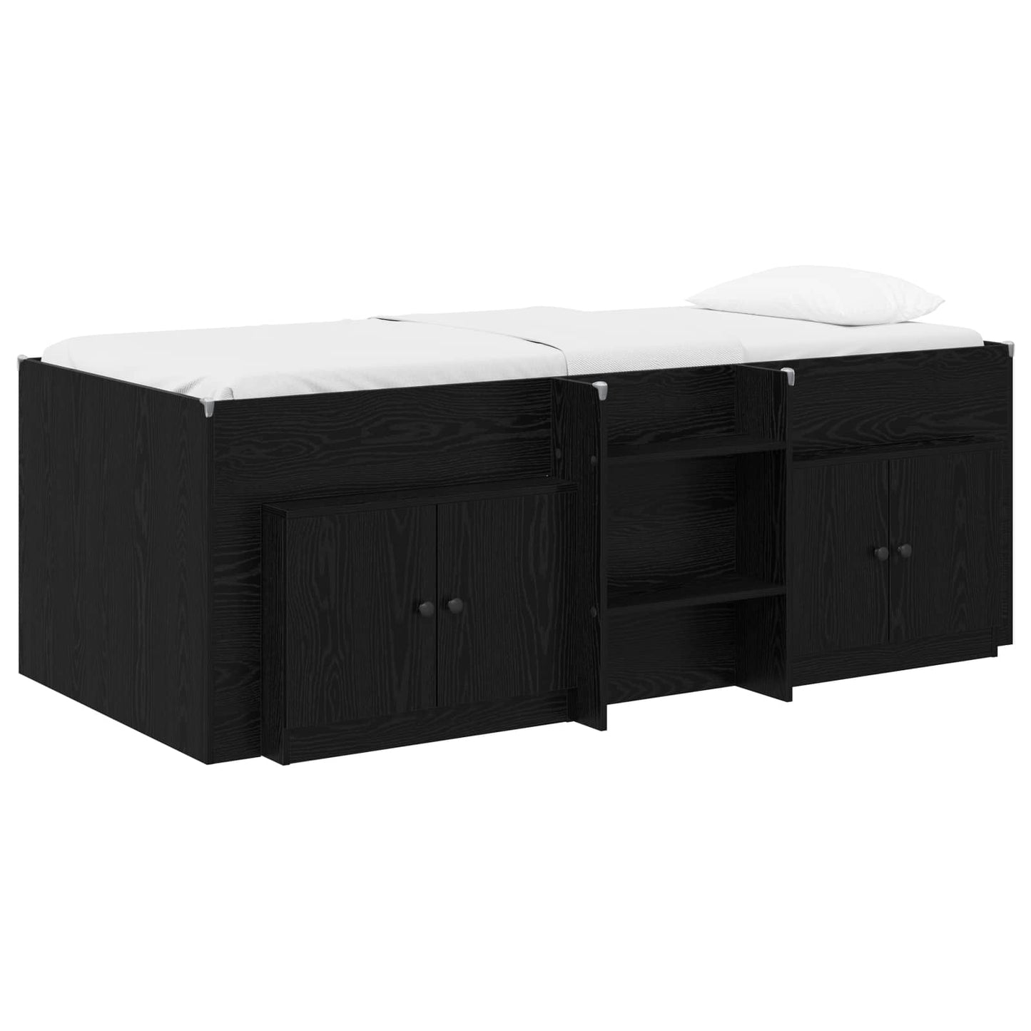 Struttura Letto Loft con Armadietto 3 pz Nero Legno multistrato | homemem39